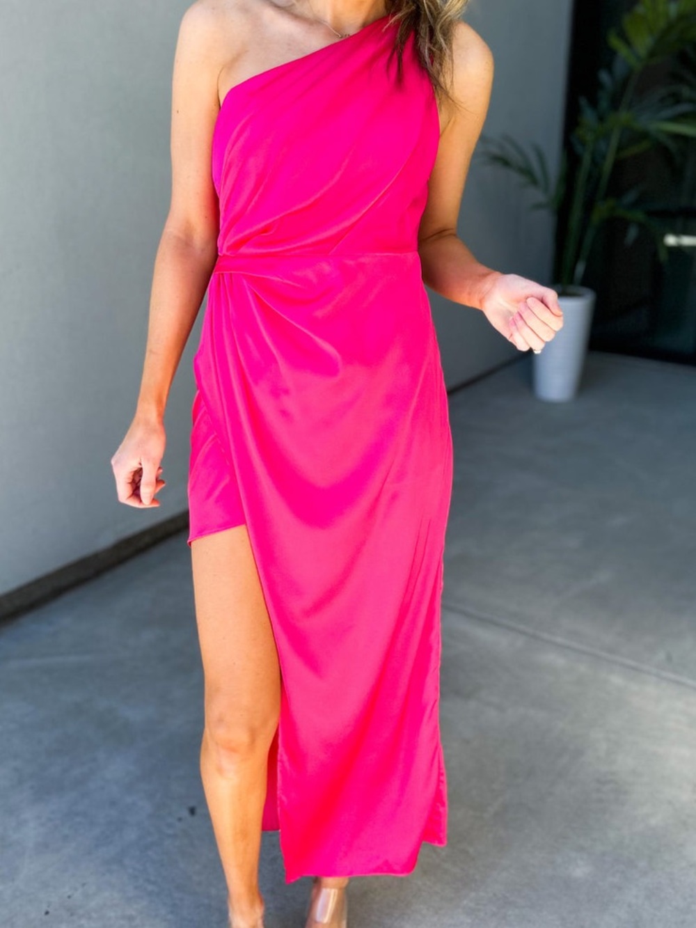 DO+BE One-Shoulder Hot Pink Cocktail Dress - Fast Shipping